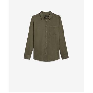 EXPRESS Linen-Blend One Pocket Boyfriend Shirt